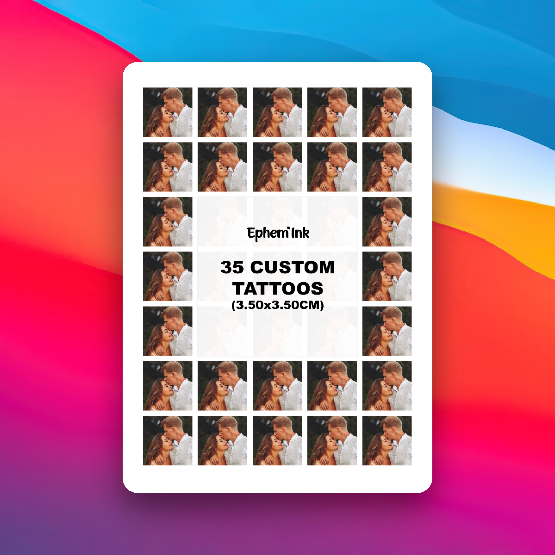 Tatouages Éphémères Personnalisés à Partir d'Une Photo (Lot de 35 ou 24)