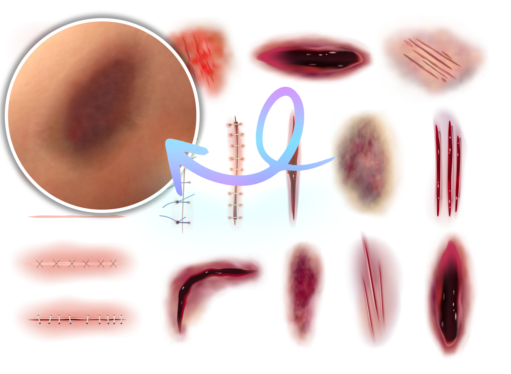 33 Pack Temporary Tattoos - Realistic Wounds and Scars for Halloween