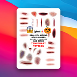 33 Pack Temporary Tattoos - Realistic Wounds and Scars for Halloween