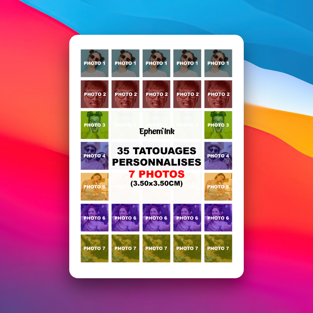 Custom Temporary Tattoos from 3 Photos (Pack of 24)