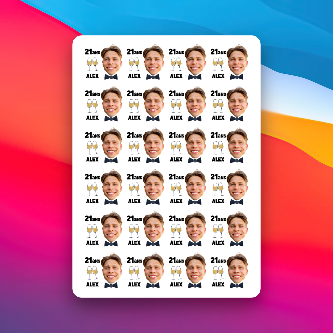 Set of 24 Birthday and Age Temporary Tattoos from a Photo