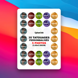 Tatouages Éphémères Personnalisés à Partir de 5 Photos (Lot de 35)