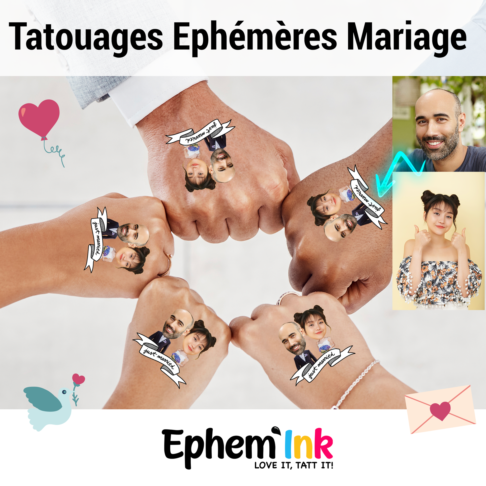 Tatouage Temporaire Mariage pour Couple